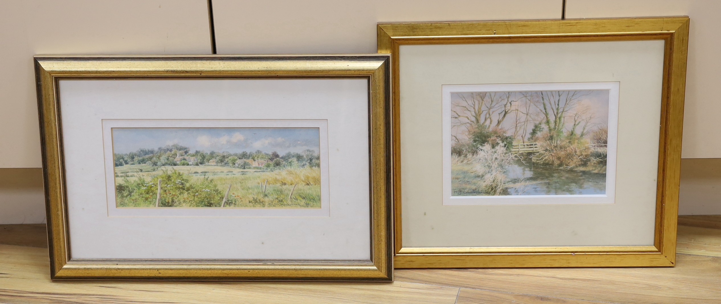 Michael J. Cruickshank, two watercolours, 'Frosted Banks, Whitebridge' and 'Barcombe Church, from Wellingham', both signed, 15.5 x 22cm and 12 x 30cm